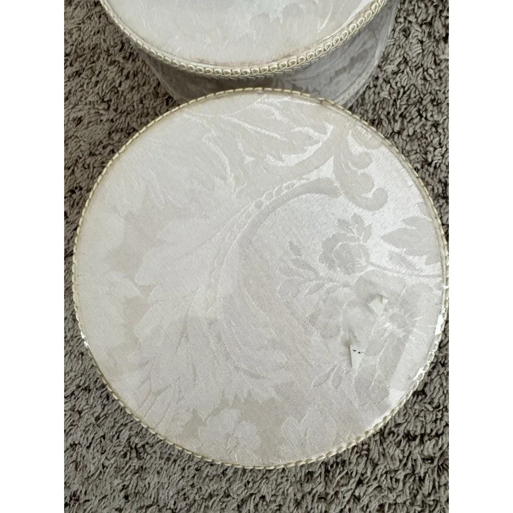 Waterford Linens Essex Court WC Designs Large Round‎ Linen Keepsake Box Lot Of 2